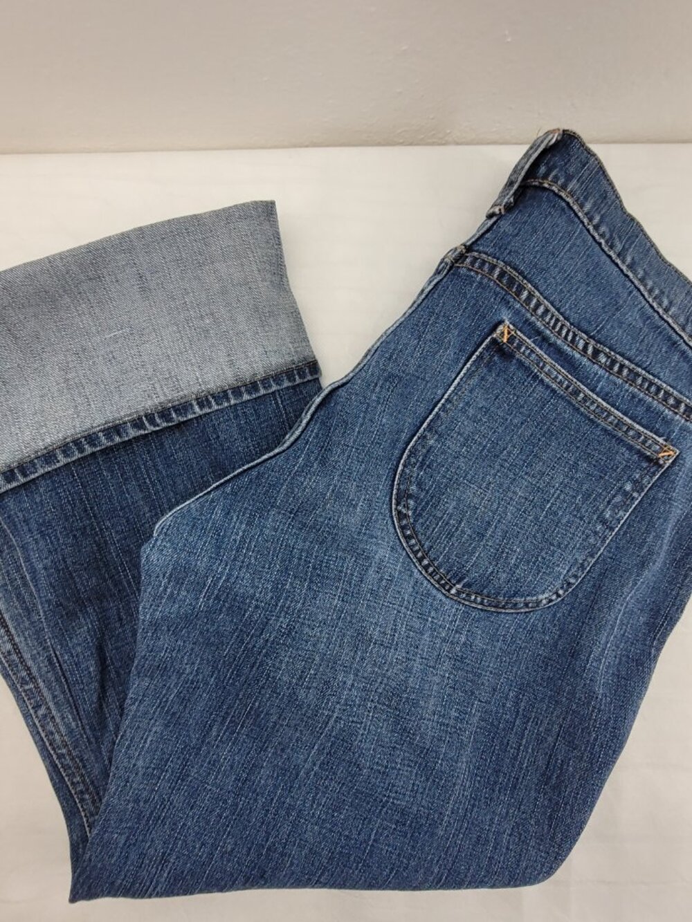 GAP Low Rise Capri Stretch Jeans Women's 16 Blue Cuffed Crop Pockets Vintage Y2K - Picture 12 of 12